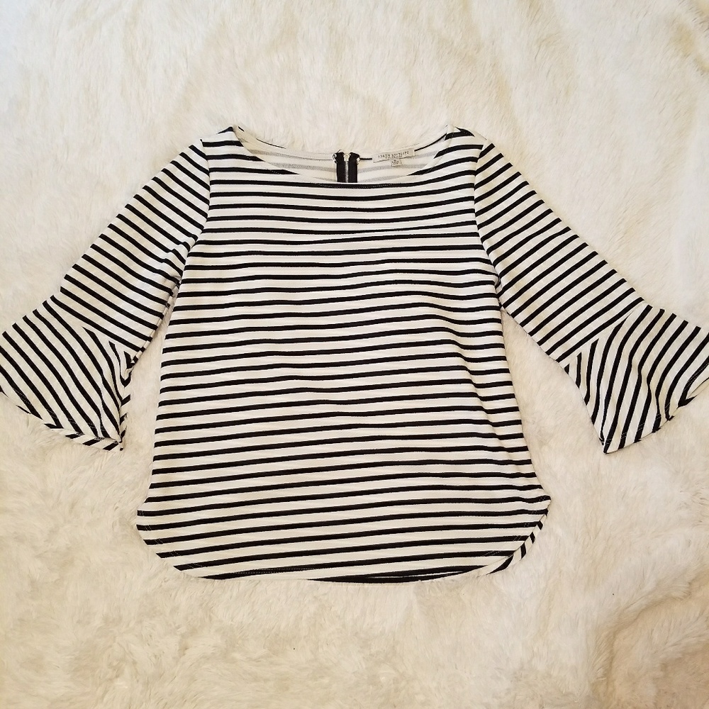 Striped bell sleeve blouse